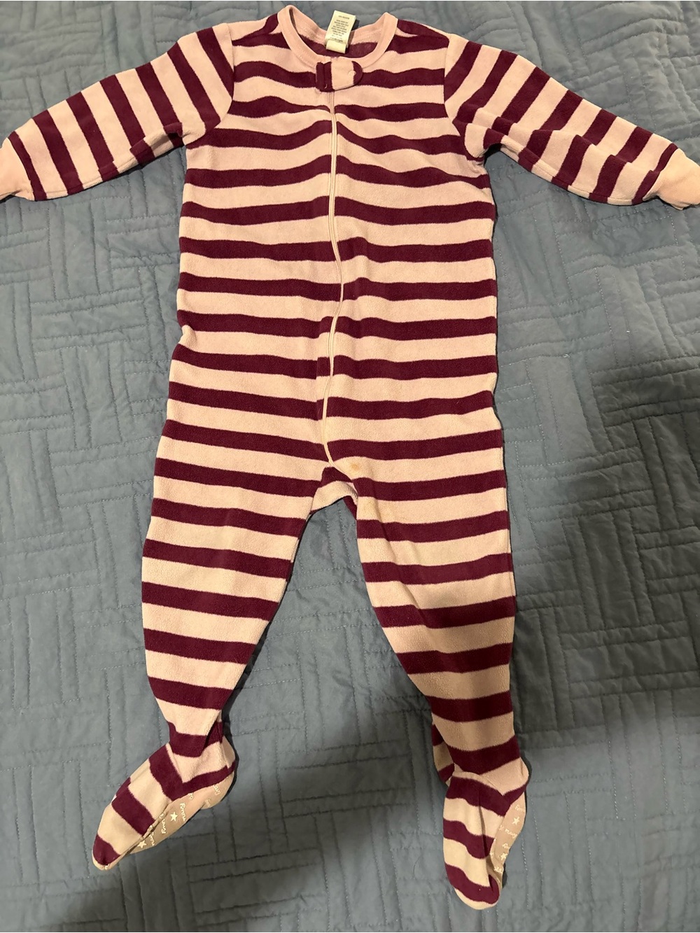 Old Navy Pink and Burgundy Striped Footed One-Piece